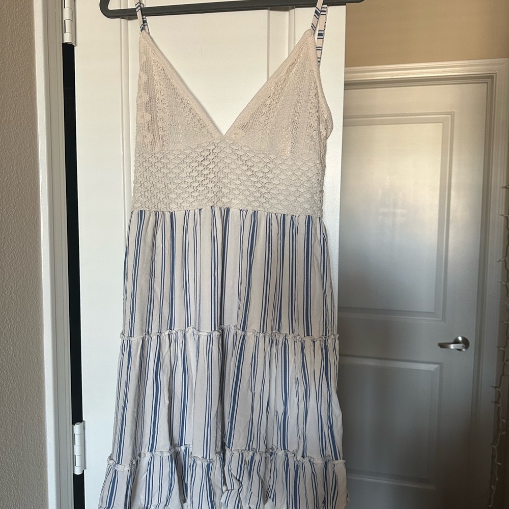 Almost Famous Lace and Striped Mini Dress